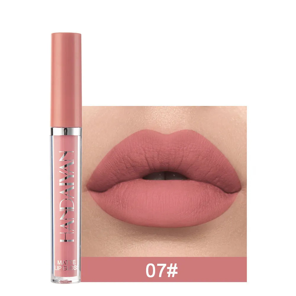 HANDAIYAN matte non-stick cup lip gloss liquid lipstick in 2.5ml size showing colour options
