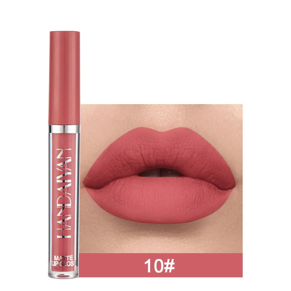 HANDAIYAN matte non-stick cup lip gloss liquid lipstick in 2.5ml size showing colour options