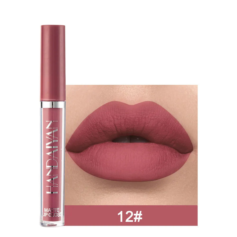 HANDAIYAN matte non-stick cup lip gloss liquid lipstick in 2.5ml size showing colour options