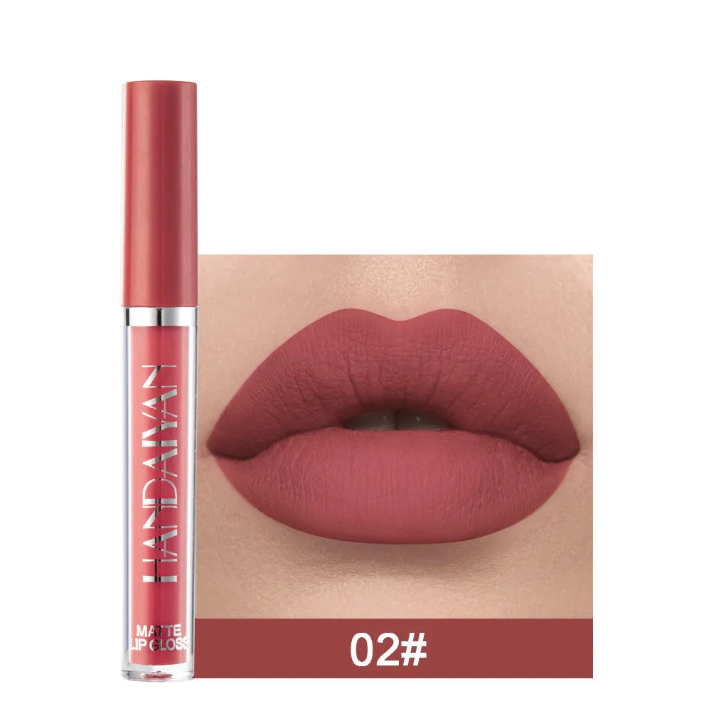 HANDAIYAN matte non-stick cup lip gloss liquid lipstick in 2.5ml size showing colour options