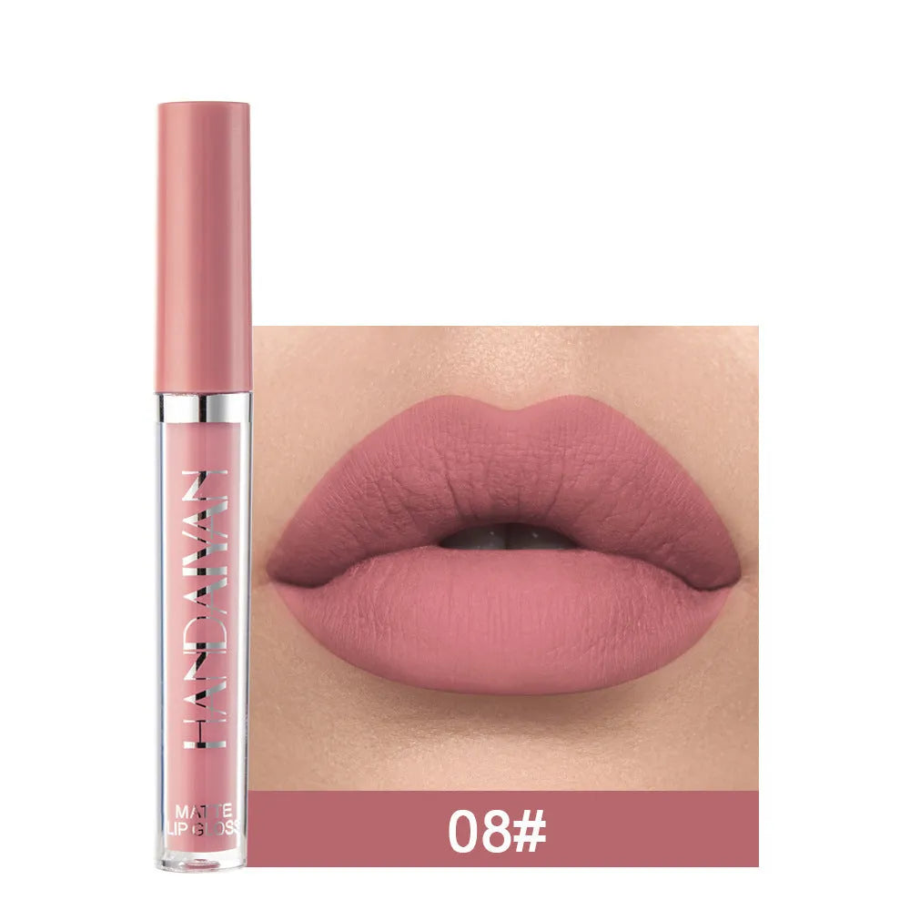 HANDAIYAN matte non-stick cup lip gloss liquid lipstick in 2.5ml size showing colour options