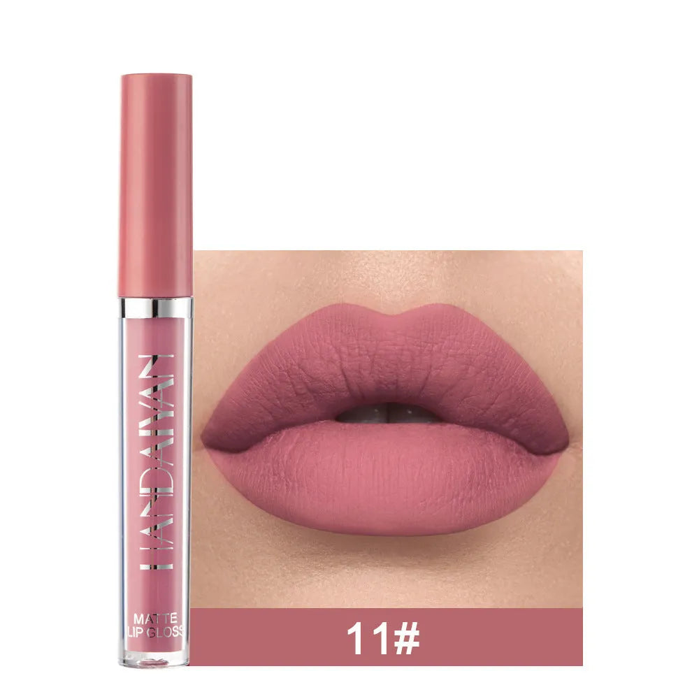 HANDAIYAN matte non-stick cup lip gloss liquid lipstick in 2.5ml size showing colour options