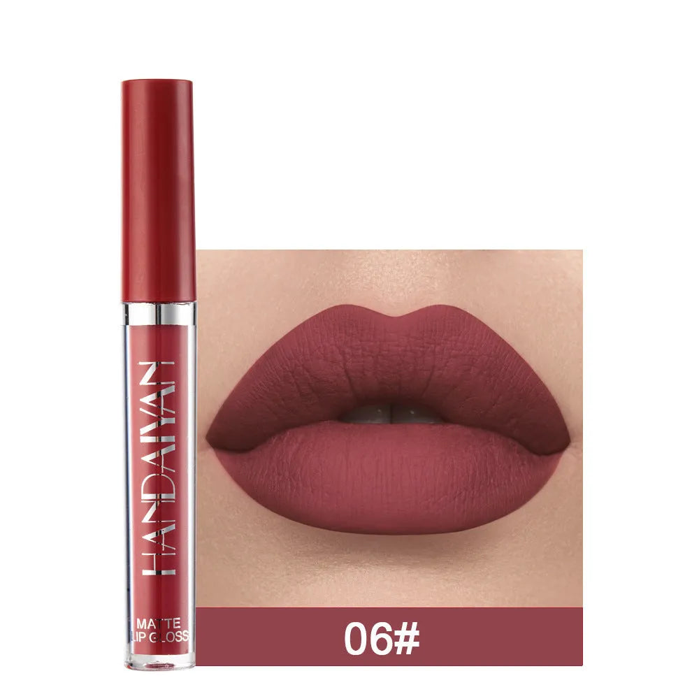 HANDAIYAN matte non-stick cup lip gloss liquid lipstick in 2.5ml size showing colour options