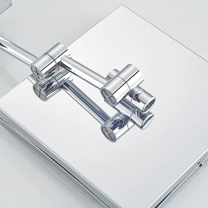 Stainless steel framed folding makeup mirror with 8.5 inch silver mirror lens