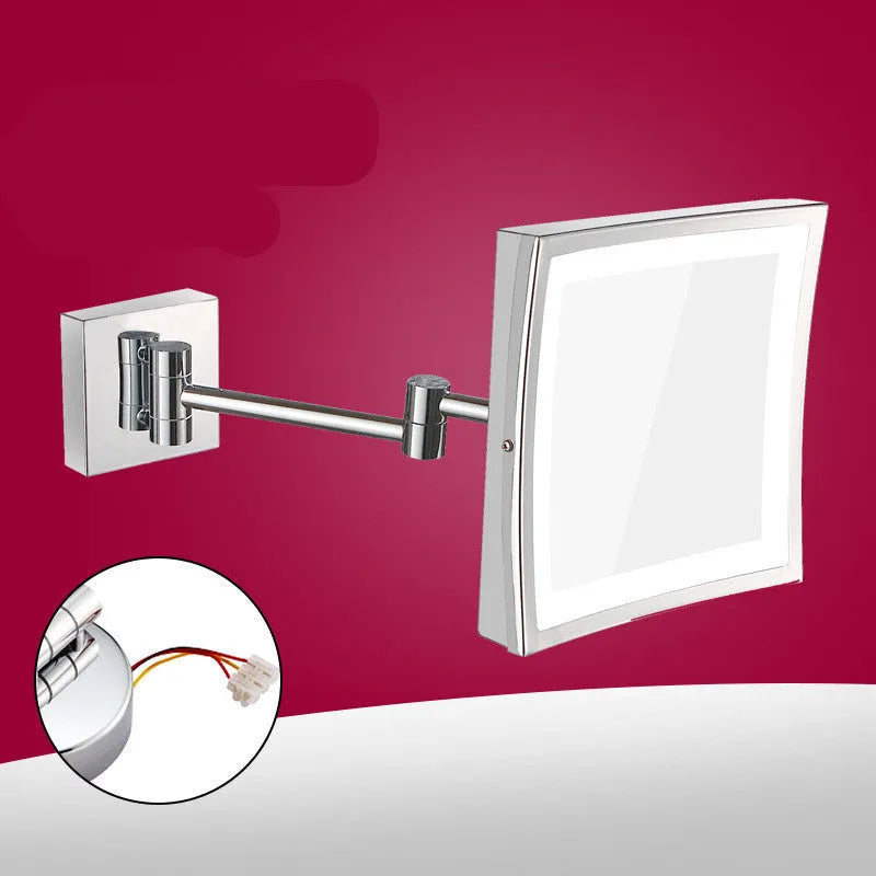 Stainless steel framed folding makeup mirror with 8.5 inch silver mirror lens