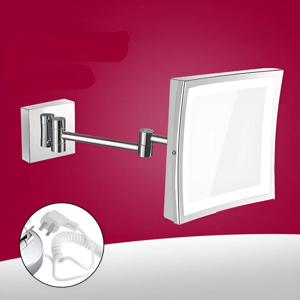 Stainless steel framed folding makeup mirror with 8.5 inch silver mirror lens