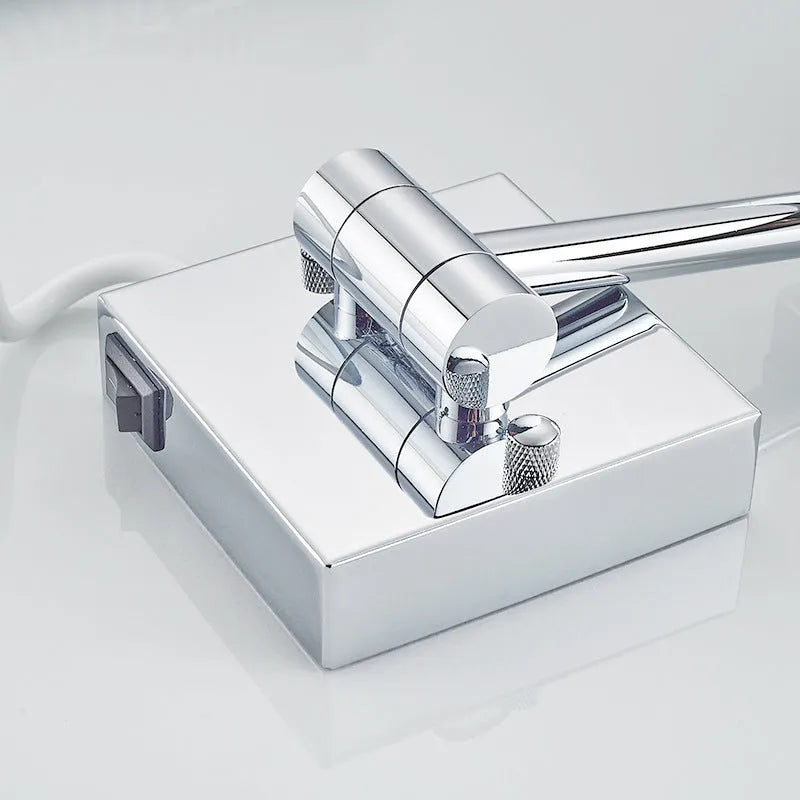 Stainless steel framed folding makeup mirror with 8.5 inch silver mirror lens