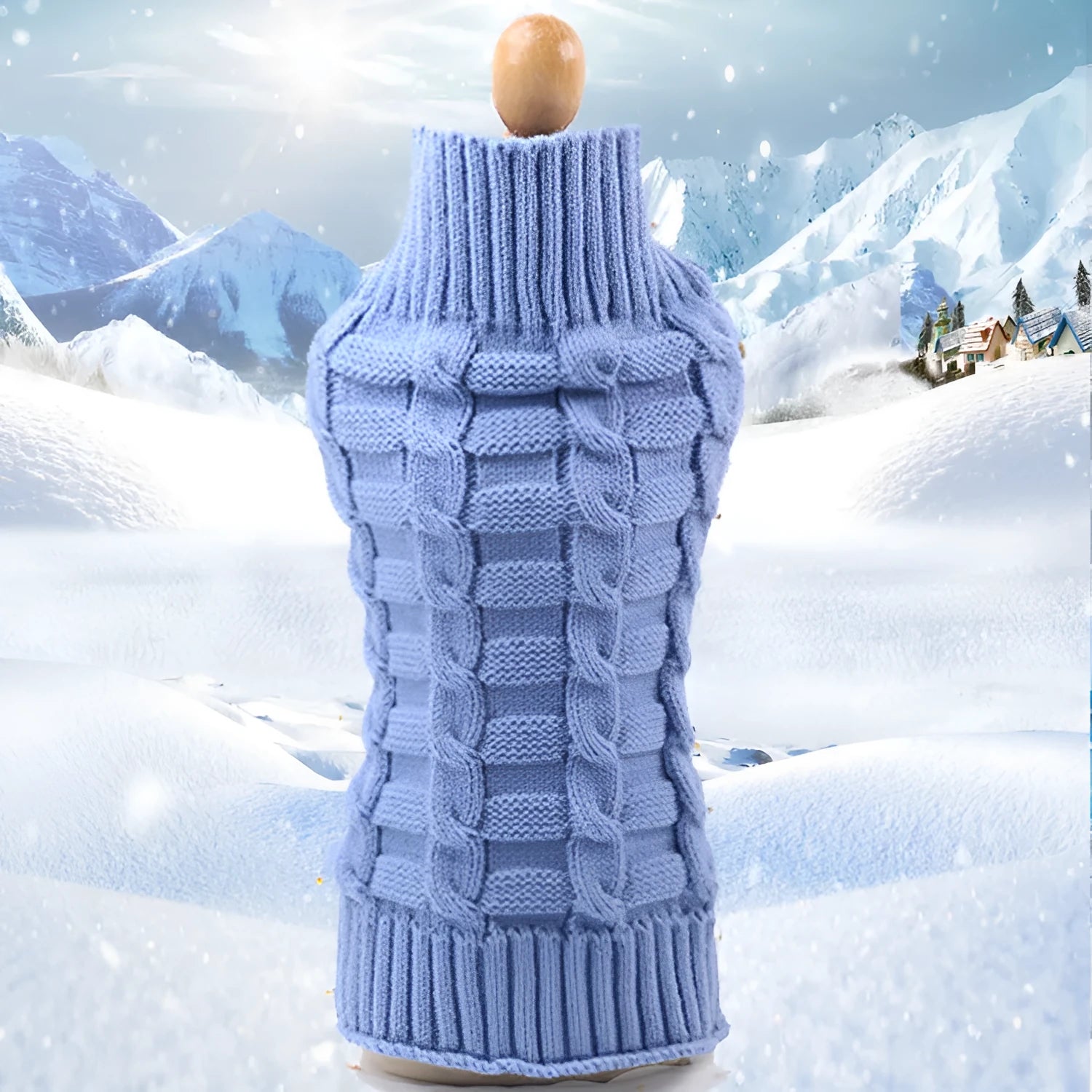 Handmade cashmere twisted rope wool pet sweater for small dogs in blue colour