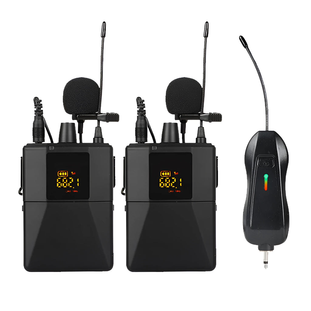 Little Bee X3 black wireless lavalier microphone and USB-C charging case