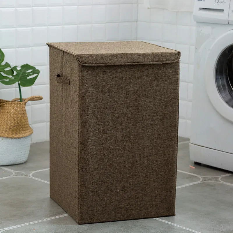 Washable fabric laundry sorting box in beige, brown, green or grey colours