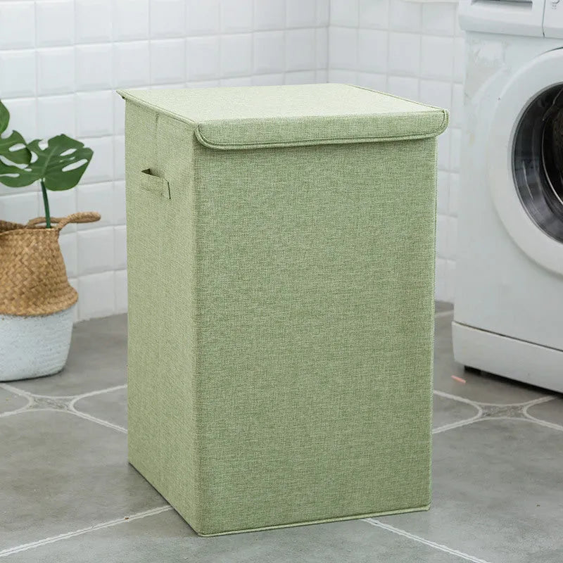 Washable fabric laundry sorting box in beige, brown, green or grey colours