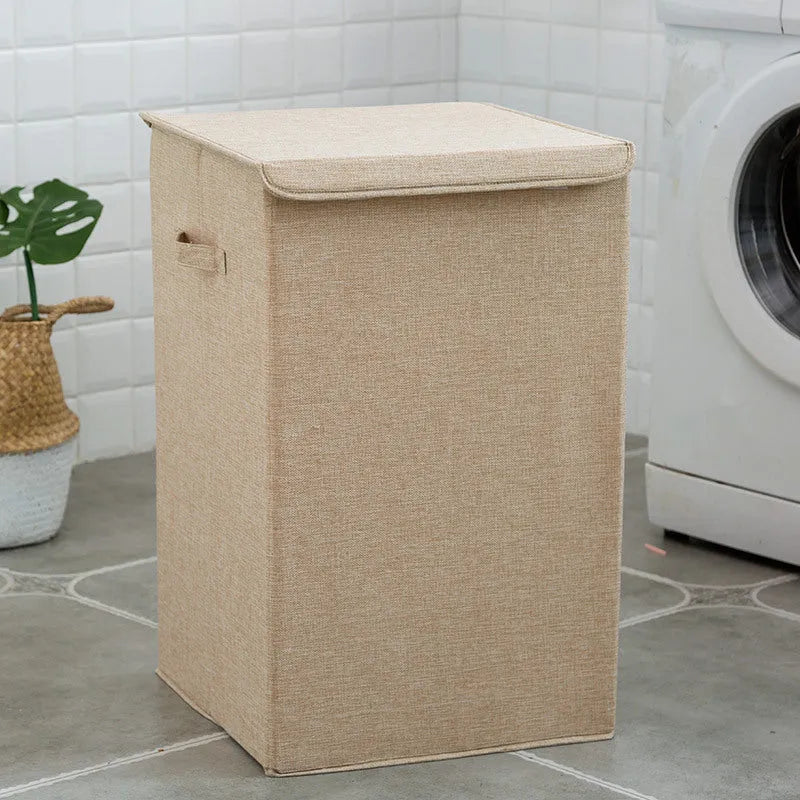 Washable fabric laundry sorting box in beige, brown, green or grey colours