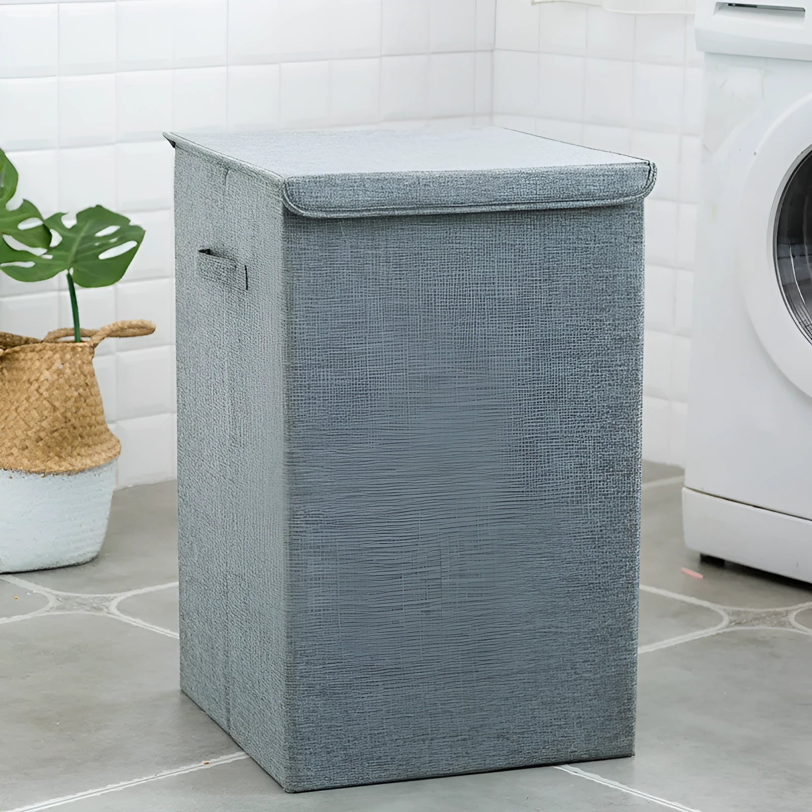 Washable fabric laundry sorting box in beige, brown, green or grey colours