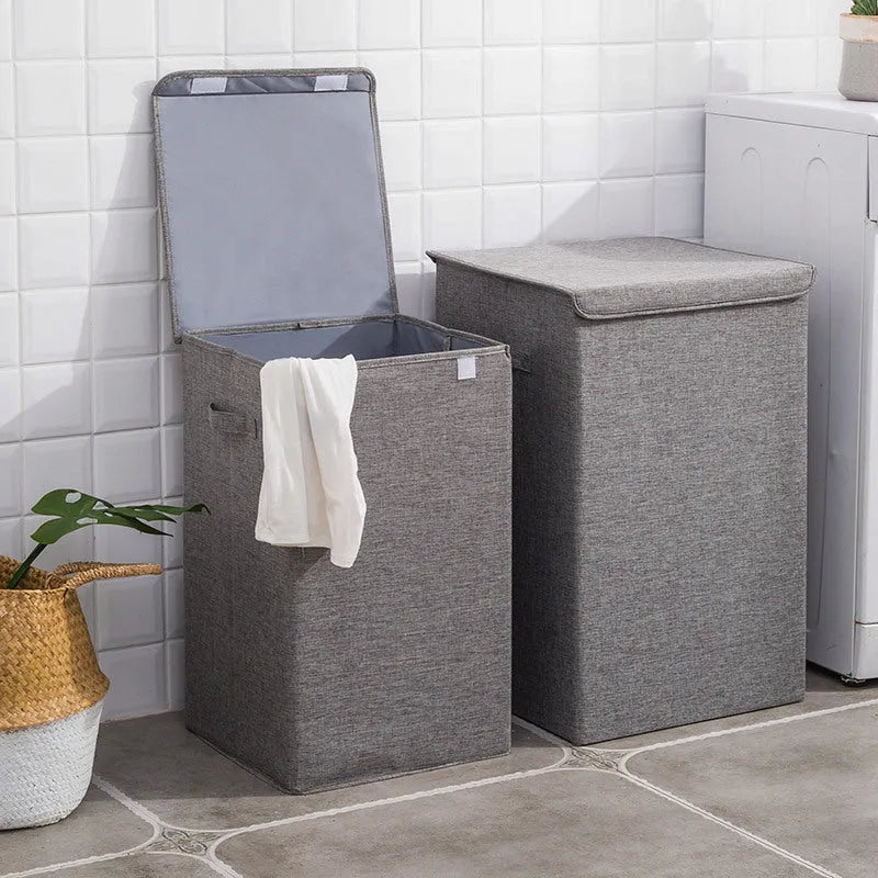 Washable fabric laundry sorting box in beige, brown, green or grey colours
