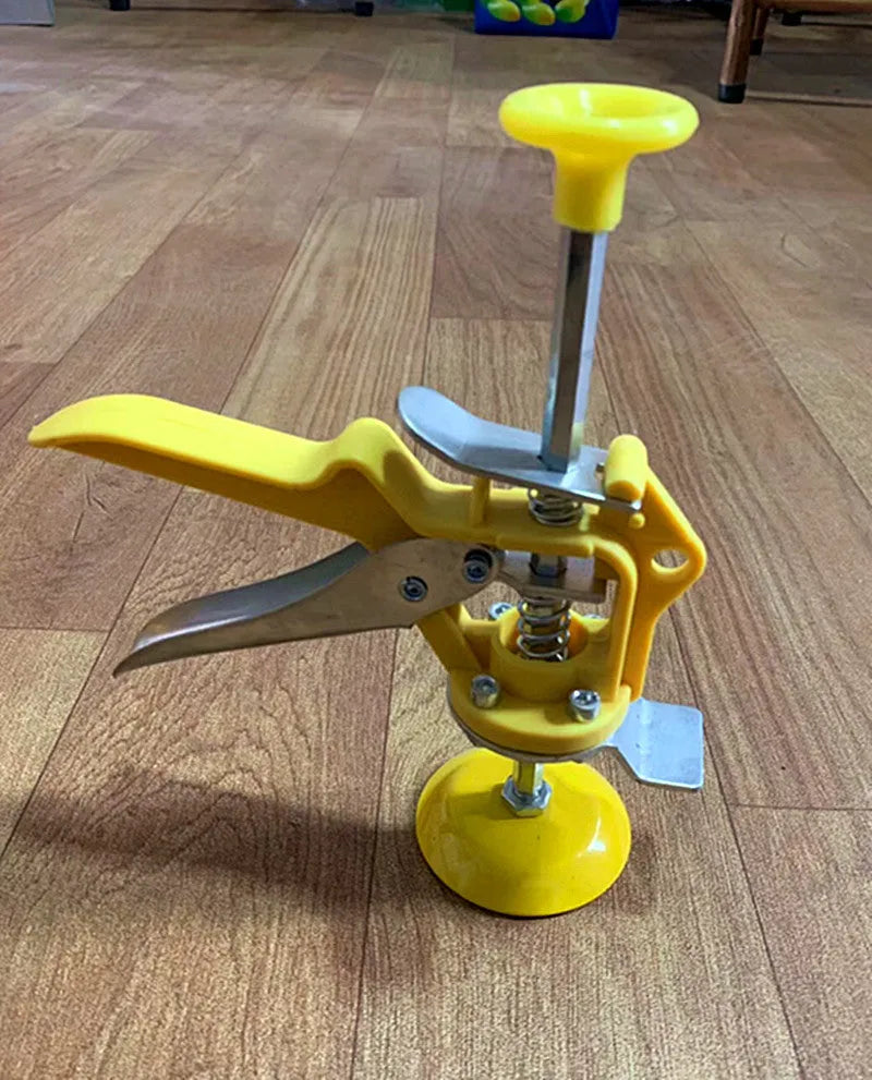 Adjustable height tile raising positioner tool made of metal alloy for tiling projects.