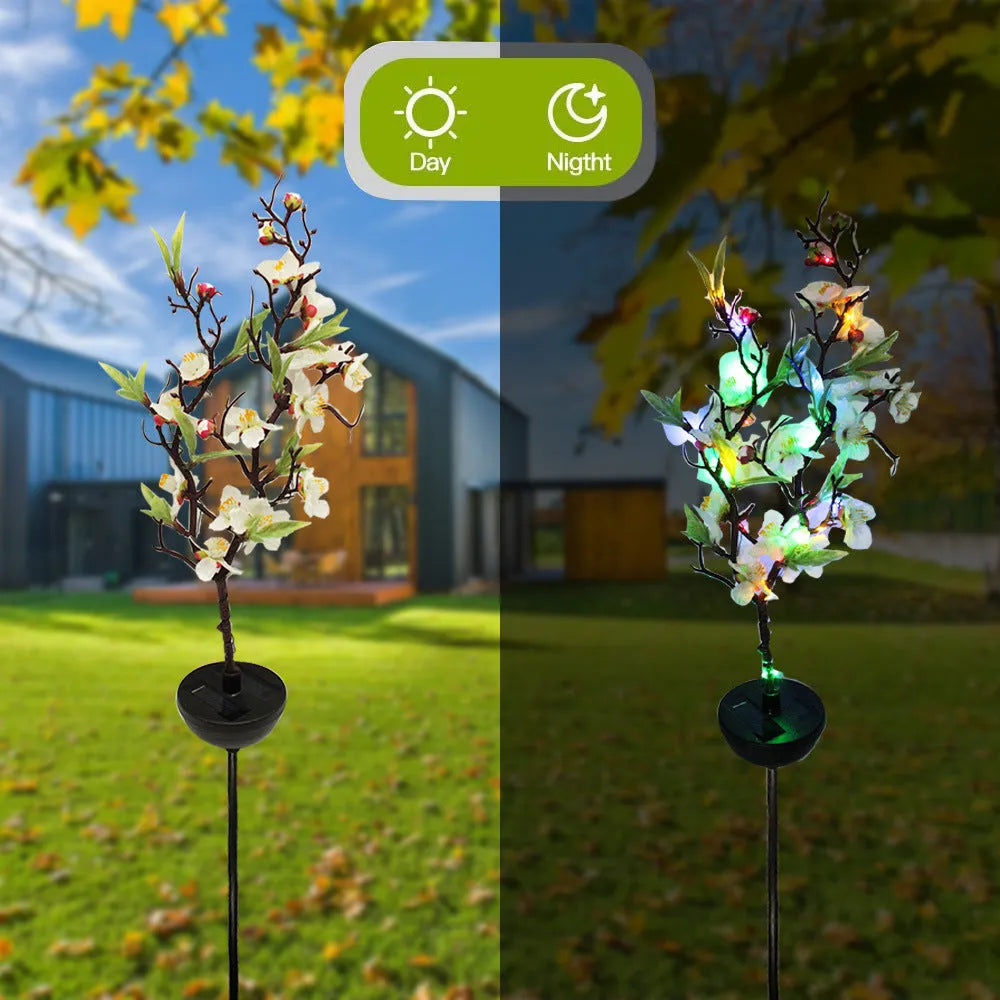Solar cherry firework string outdoor lights with ground stake for garden decoration
