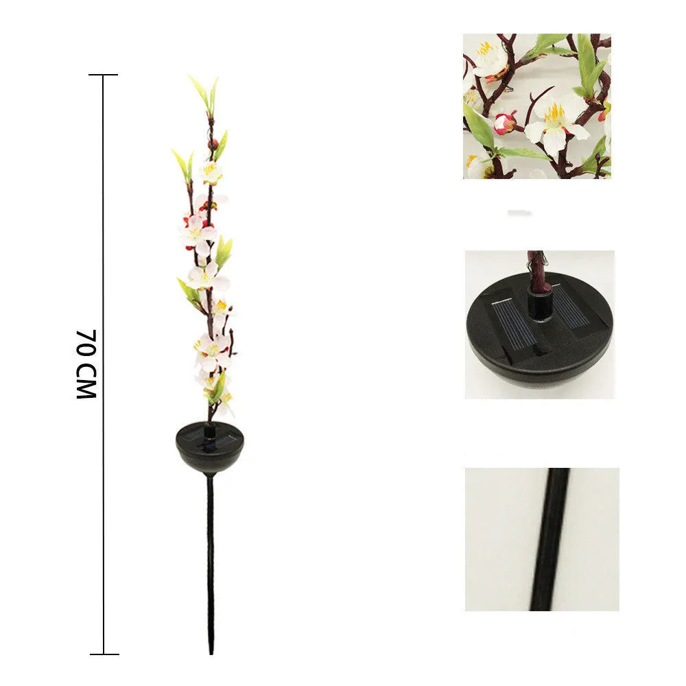 Solar cherry firework string outdoor lights with ground stake for garden decoration