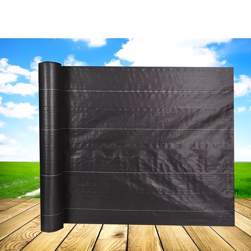 Black polyethylene weed control cloth for agricultural and greenhouse weed suppression