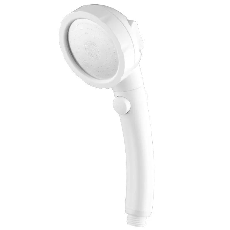 Blue and white ABS plastic handheld shower head with universal 4-point wall mount interface