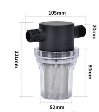Y-type stainless steel mesh water pre-filter with compact plastic body for household well water systems