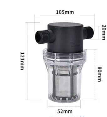 Y-type stainless steel mesh water pre-filter with compact plastic body for household well water systems