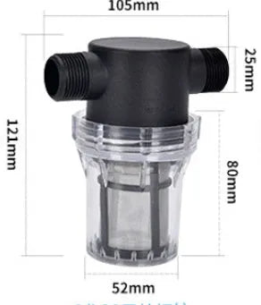 Y-type stainless steel mesh water pre-filter with compact plastic body for household well water systems