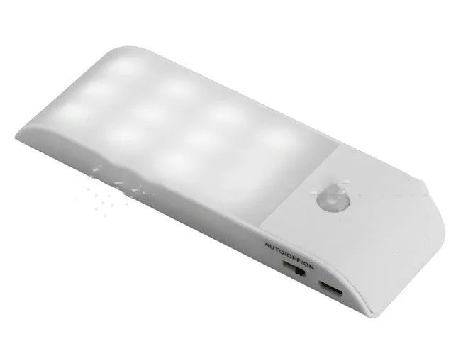 Rechargeable human body sensor night light with 12 LEDs and PVC shade for cabinets and corridors