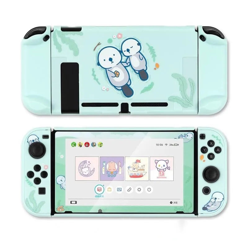 Nintendo Switch Lite hard PC protective case with silicone back grip and water shell design