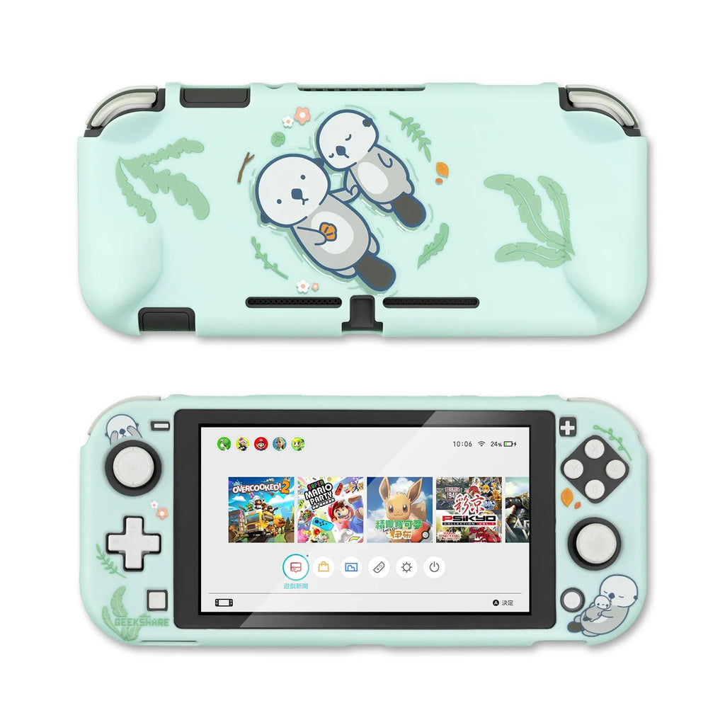 Nintendo Switch Lite hard PC protective case with silicone back grip and water shell design