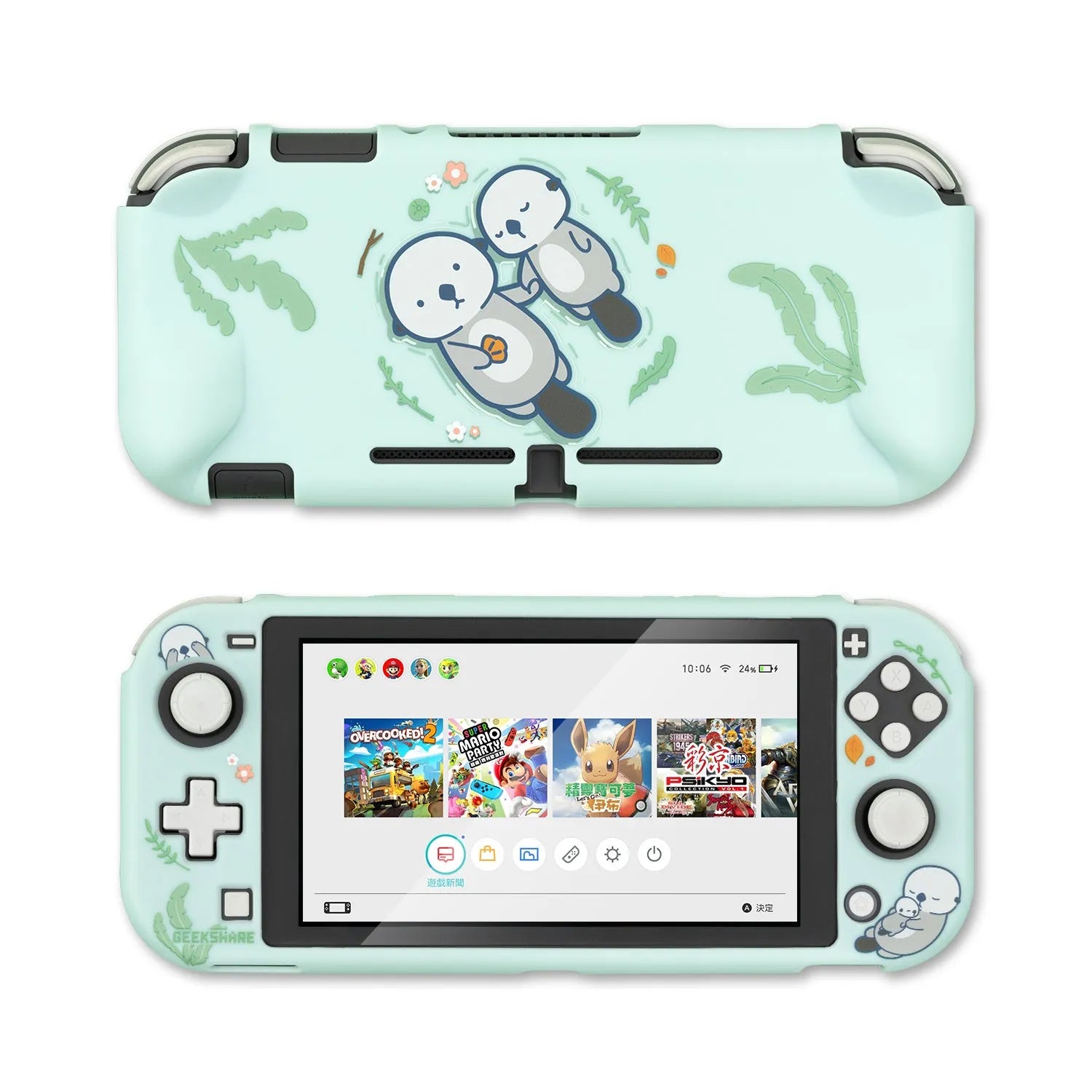 Nintendo Switch Lite hard PC protective case with silicone back grip and water shell design