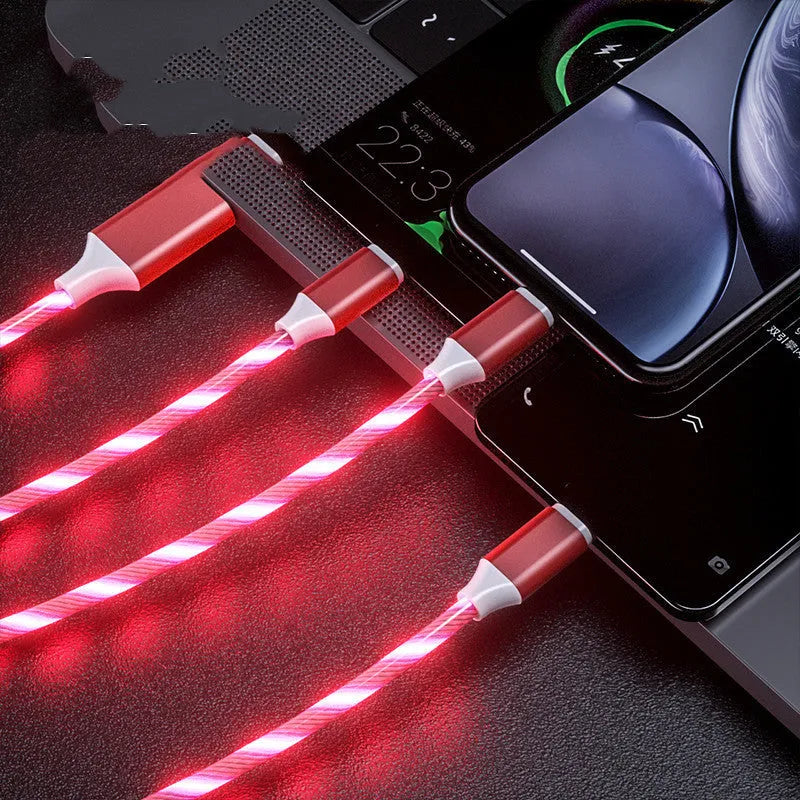 USB data streamer cable with colourful LED marquee lights and one-for-three branch connectors in 1.25 metre length