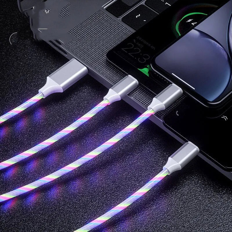 USB data streamer cable with colourful LED marquee lights and one-for-three branch connectors in 1.25 metre length