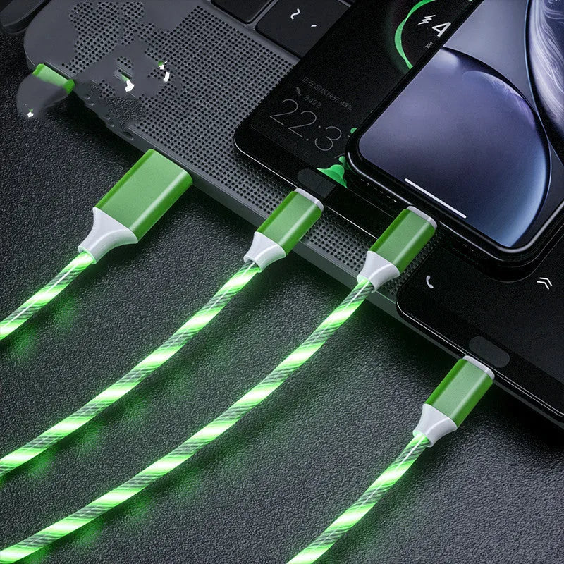 USB data streamer cable with colourful LED marquee lights and one-for-three branch connectors in 1.25 metre length