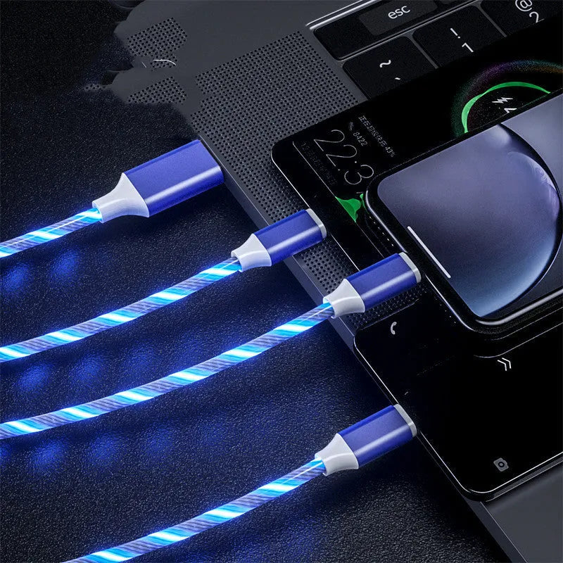 USB data streamer cable with colourful LED marquee lights and one-for-three branch connectors in 1.25 metre length