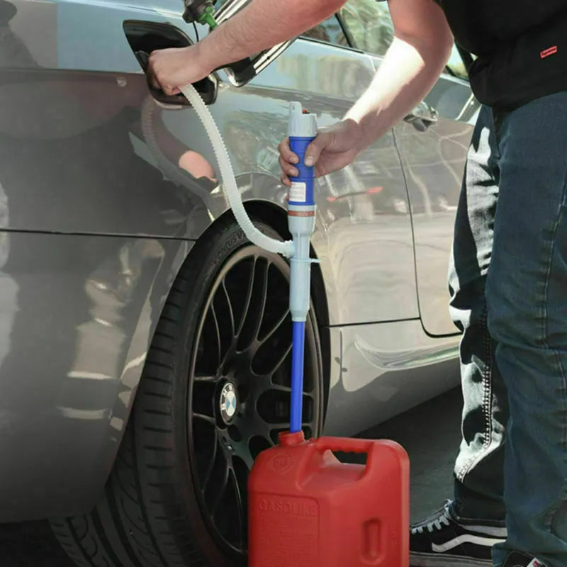 Blue manual siphon pump for fuel transfer with PP plastic construction