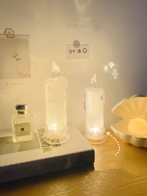 LED bedside lamp with optional message board design on a nightstand.