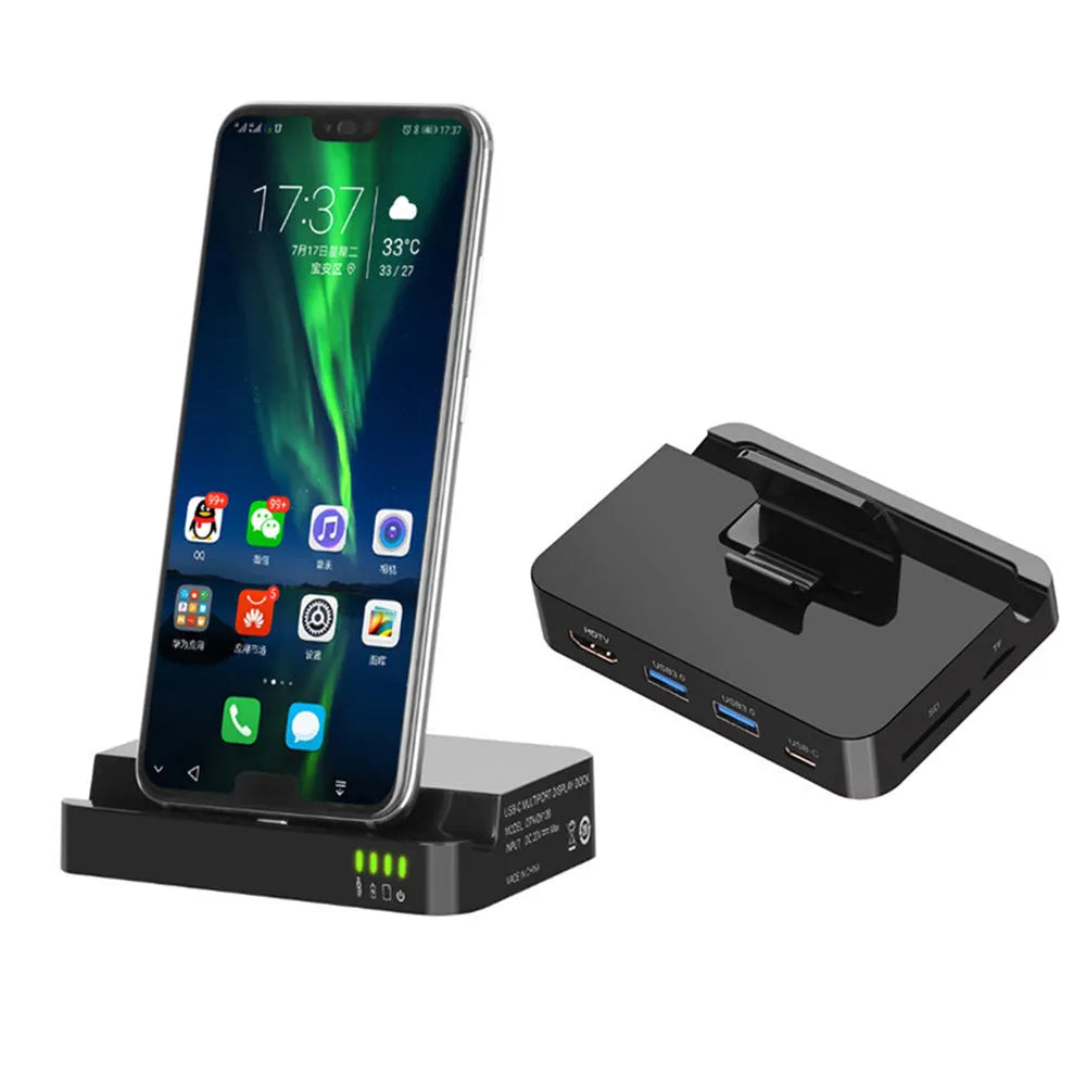 Black mobile phone dock converter with 5Gbps transmission rate for HD video output