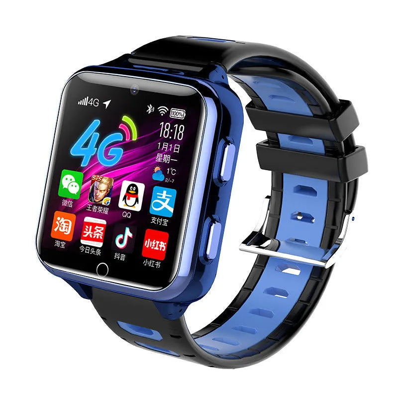 Children's smart watch with 1.54-inch screen, silicone sport strap, available in black, blue, or pink colours