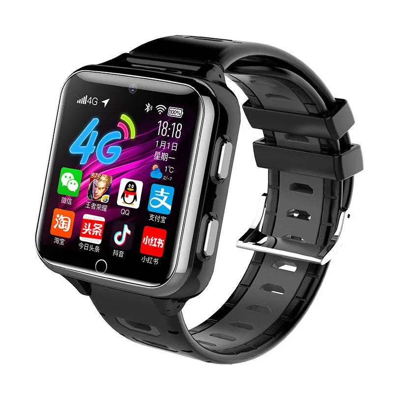 Children's smart watch with 1.54-inch screen, silicone sport strap, available in black, blue, or pink colours