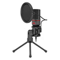 Black USB broadcast microphone for live streaming with directional noise reduction