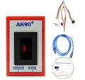 Red anti-theft key matching instrument car fault diagnosis tool on workshop bench