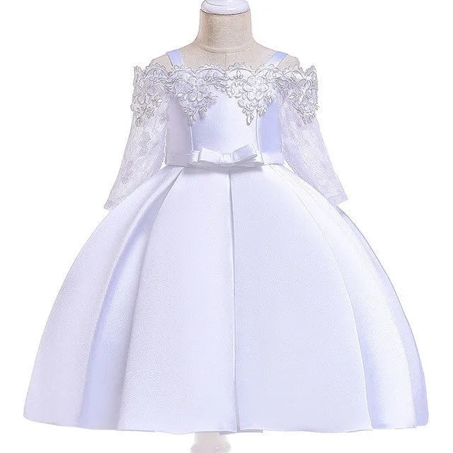 Girls simple style dress with lace detail in red colour, showing front view.