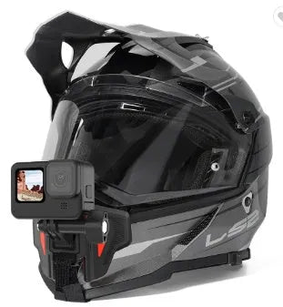 Black universal motorcycle helmet chin strap mount for GoPro and sports cameras