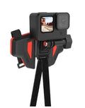 Black universal motorcycle helmet chin strap mount for GoPro and sports cameras
