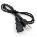 Black American three-pin plug power cord with 1.2m length of PVC-sheathed cable