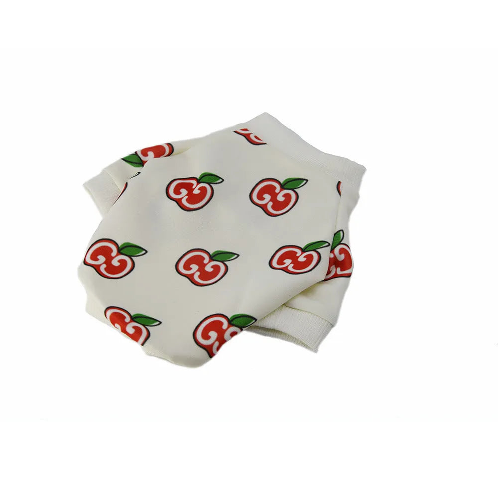 Two-legged polyester dog clothing in white casual style with open back design