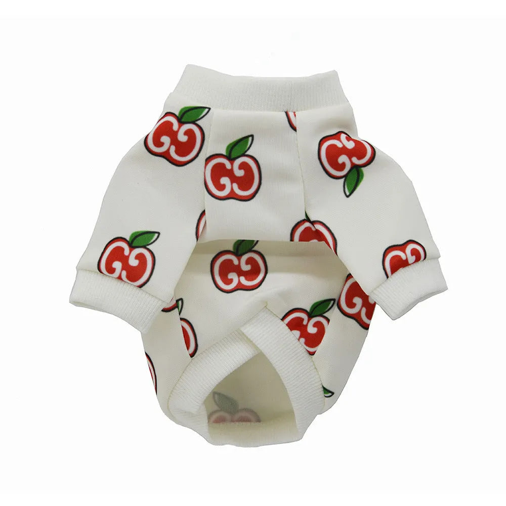 Two-legged polyester dog clothing in white casual style with open back design