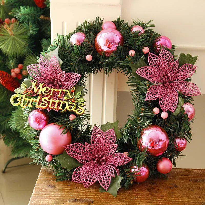 30cm multicolour plastic Christmas wreath for door decoration in six colour options