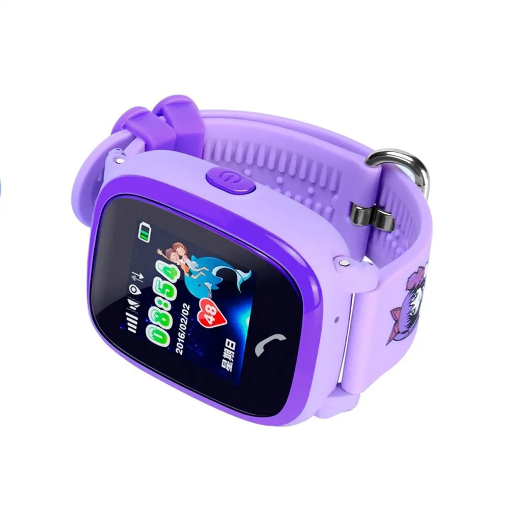 DF25 blue children's waterproof smart watch with touch screen on silicone wristband