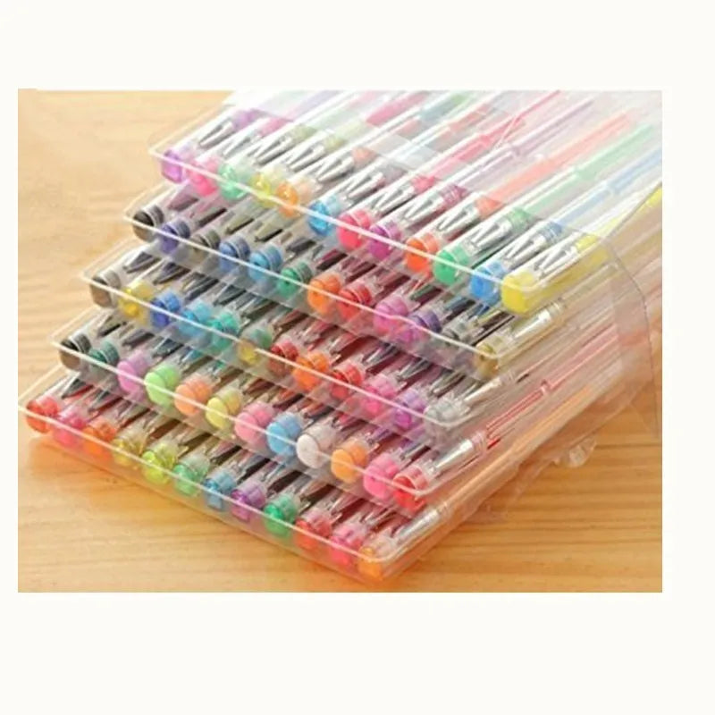 100 colour gel pens with watercolour effects showing dual tip sizes of 0.5mm and 1.0mm